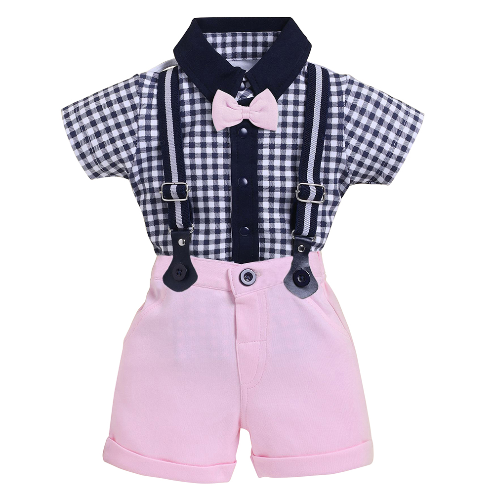 👔 Neo Nate Baby Boy Half Sleeve 2-Piece Suspender Set 👶 | 3499