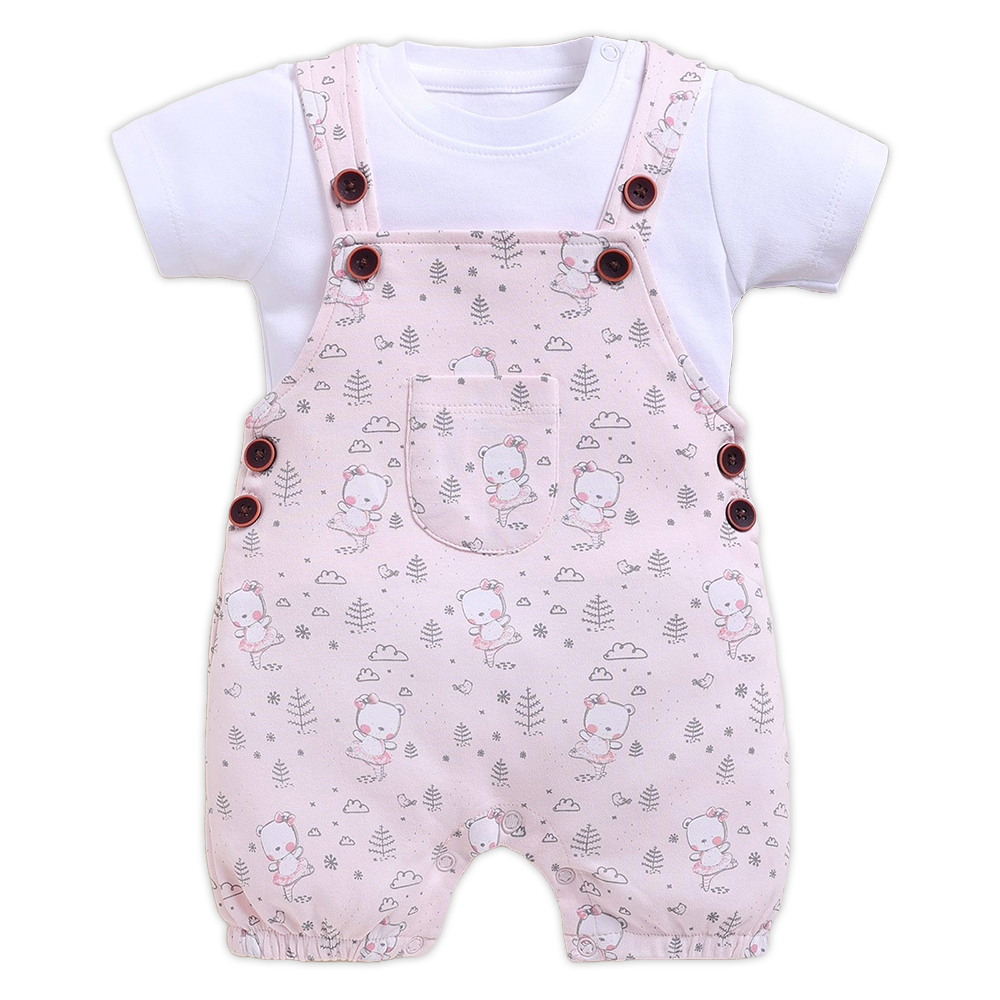 👧 Neo Nate Baby Girl Cotton Dungaree with T-Shirt | 3688