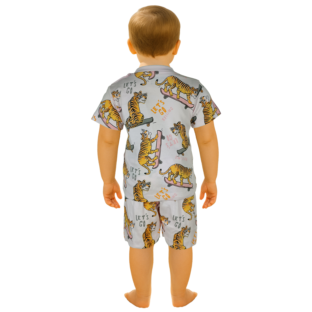 neo nate Half Sleeve Co-Set, Tiger Skateboard Print | 3825 - Image 5