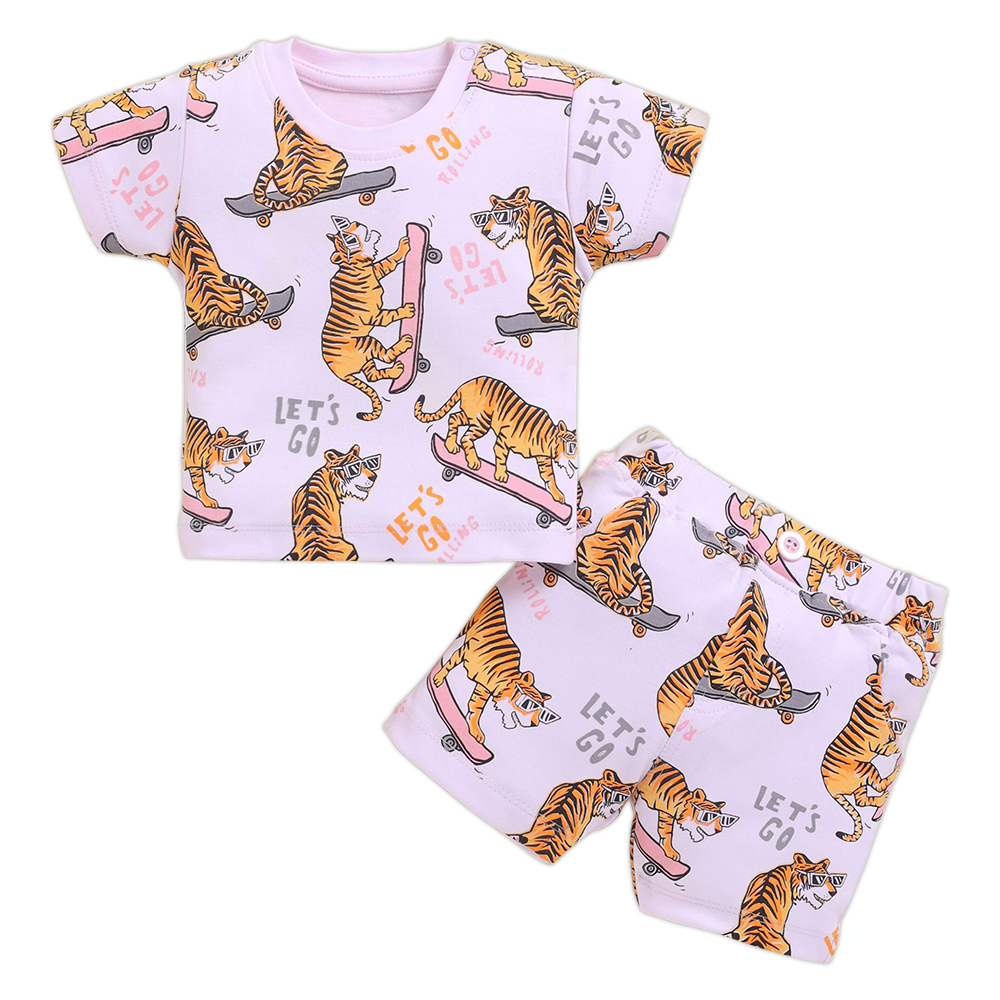 neo nate Half Sleeve Co-Set, Tiger Skateboard Print | 3825 - Image 2