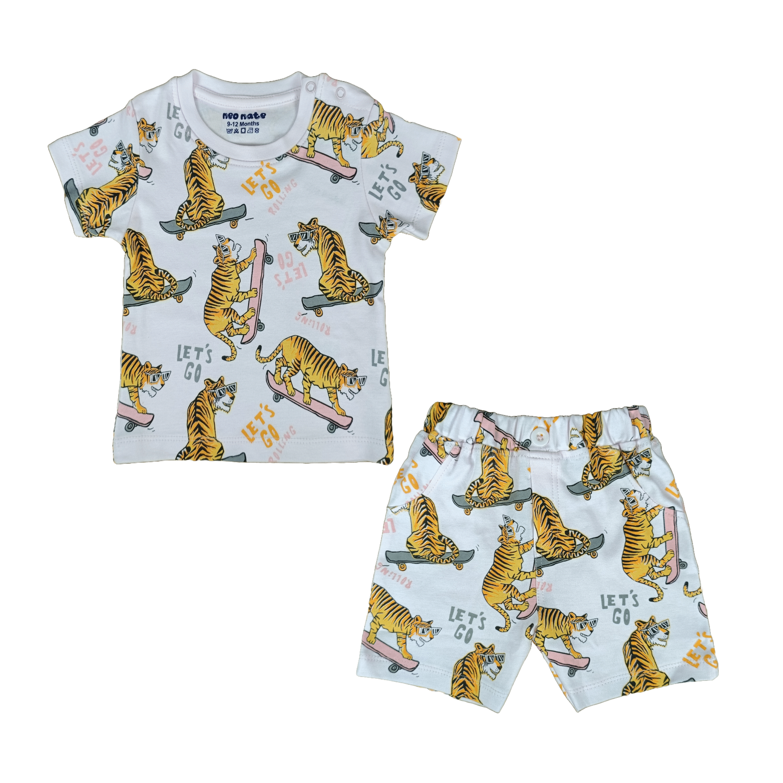 neo nate Half Sleeve Co-Set, Tiger Skateboard Print | 3825 - Image 7
