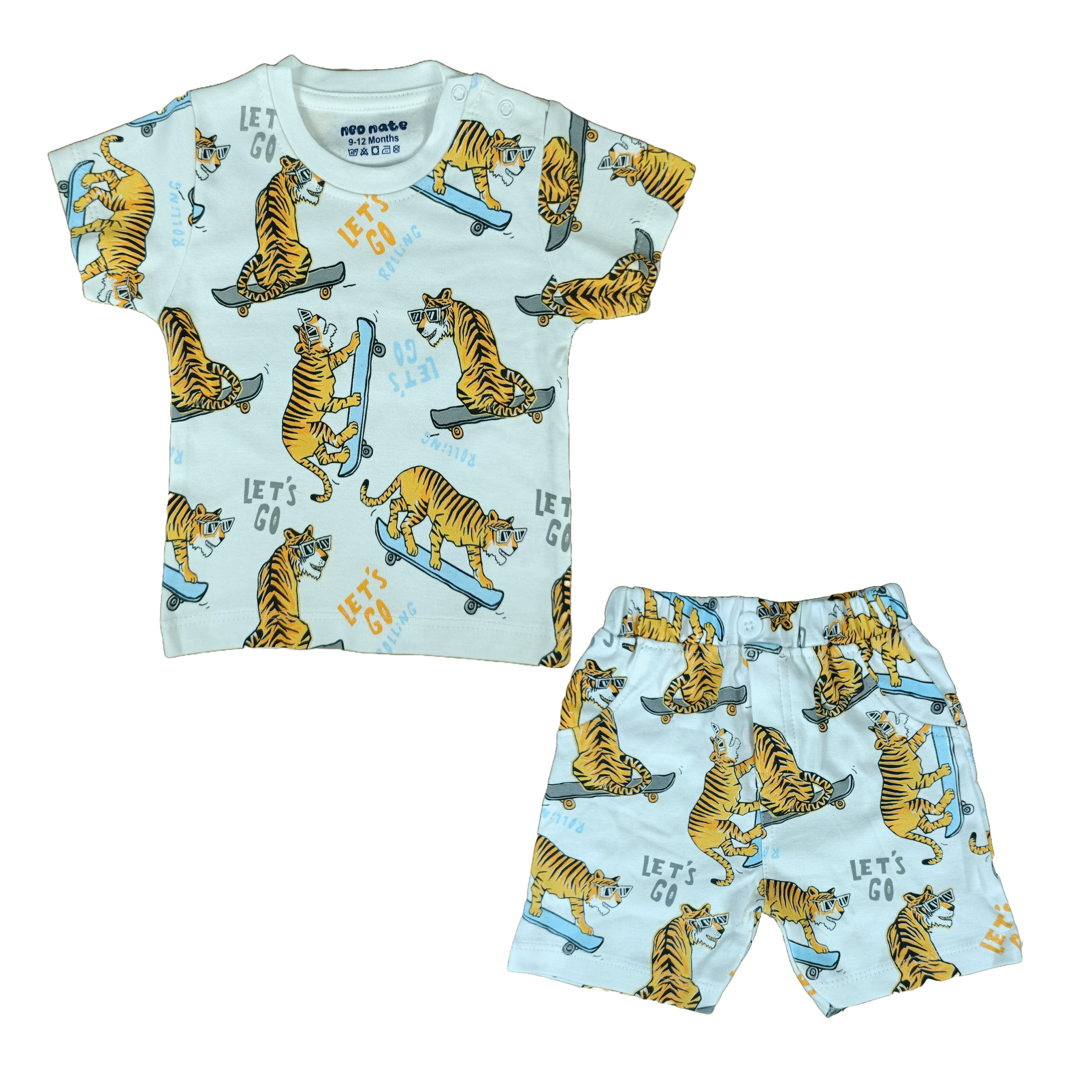 neo nate Half Sleeve Co-Set, Tiger Skateboard Print | 3825 - Image 8