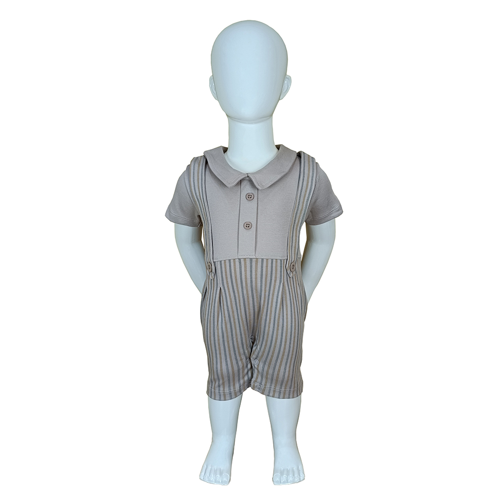 Baby Half Sleeve Romper, 100% Cotton, with Collar | 4052 - Image 4