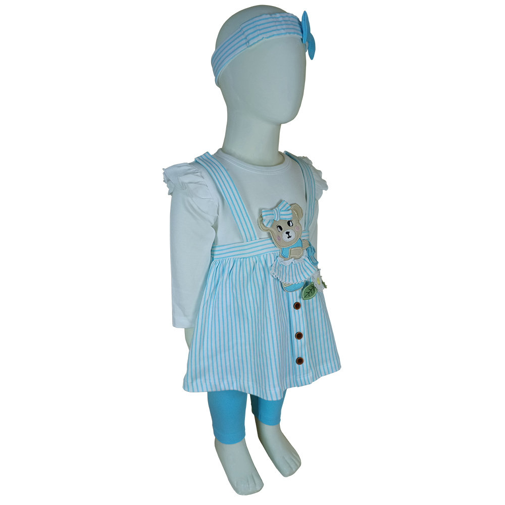 Baby Girl Frock Set with Leggings and Hairband | 8024b - Image 8