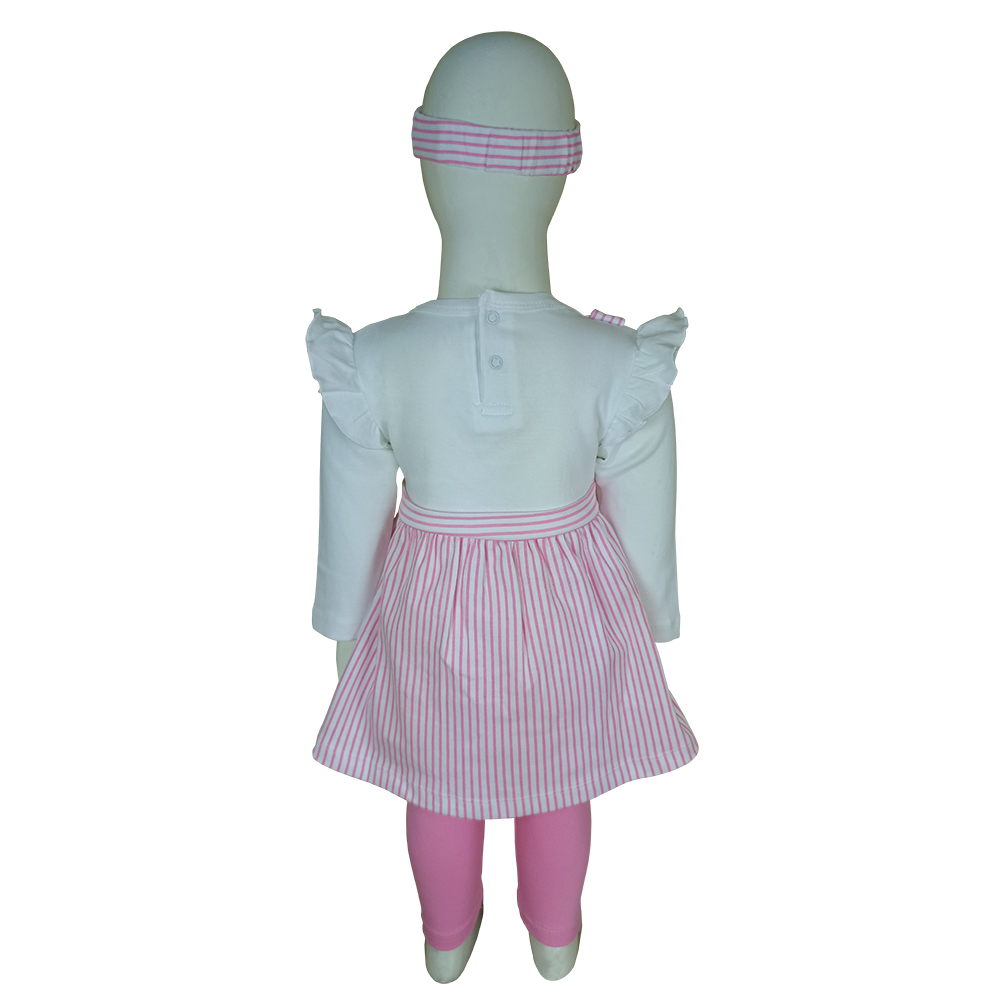Baby Girl Frock Set with Leggings and Hairband | 8024b - Image 9