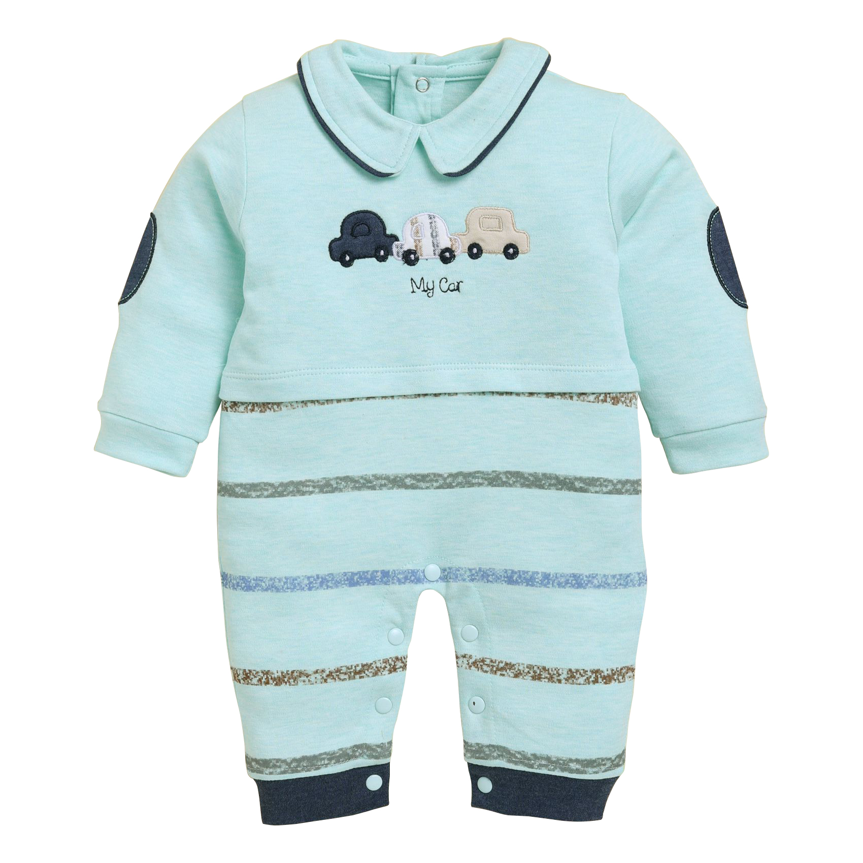 Full Sleeve Baby Romper with Fancy Embroidery | 3671 - Image 2