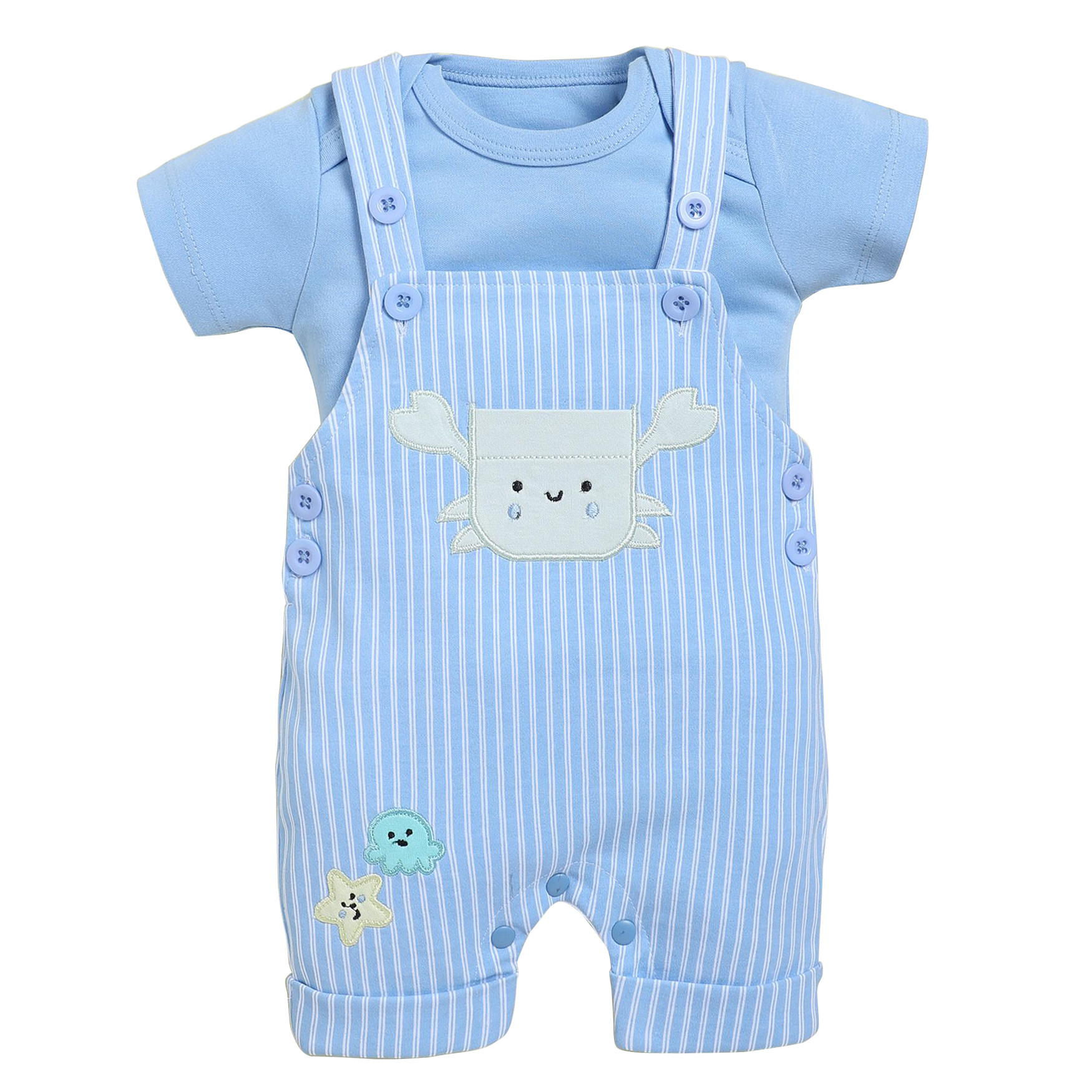 Half Sleeve Baby Dungaree Set with Fancy Embroidery for Boys | 3952
