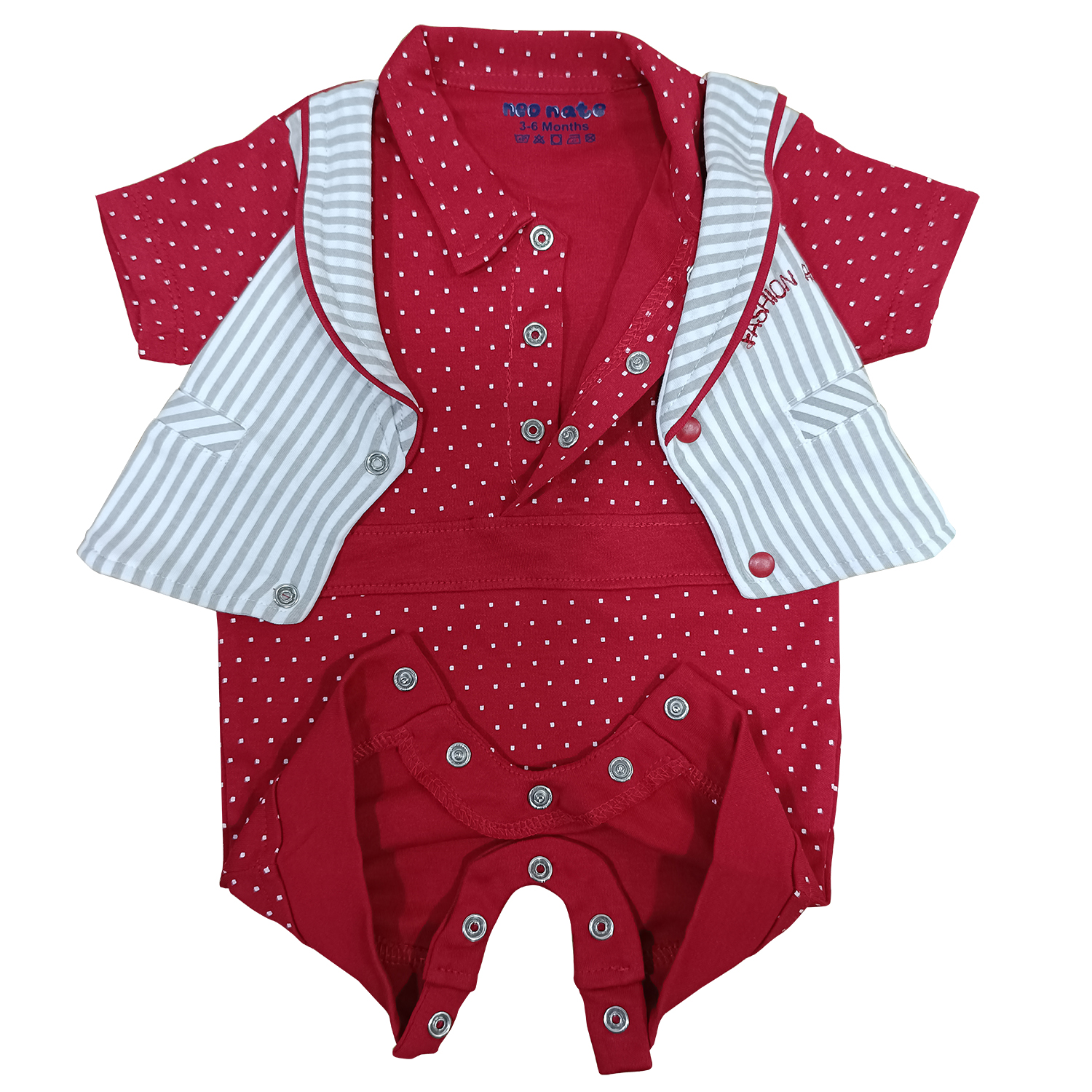 Half Sleeve Jacket Romper with Fancy Embroidery for baby Boys | 4043 - Image 5