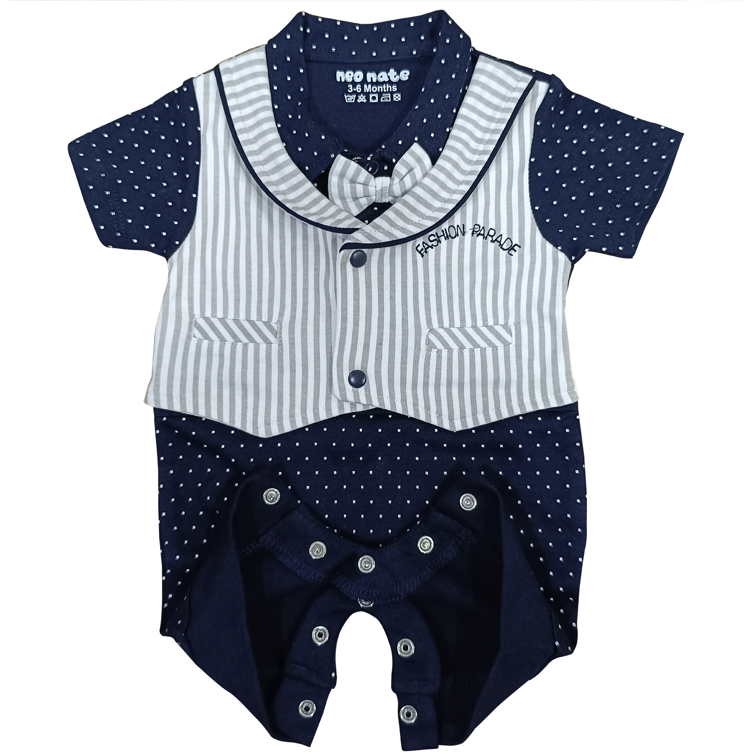 Half Sleeve Jacket Romper with Fancy Embroidery for baby Boys | 4043 - Image 9