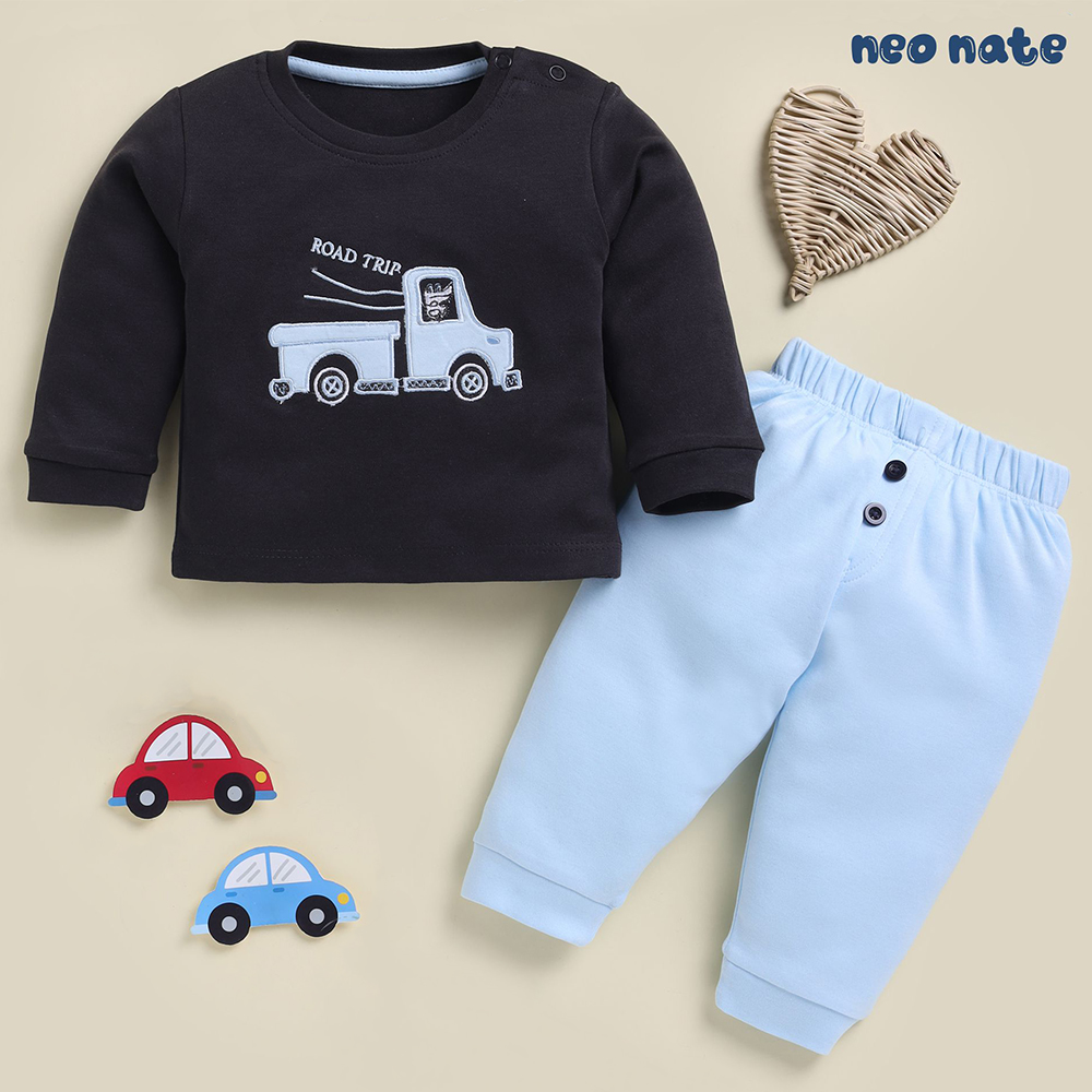🚗 Full Sleeve Road Trip Baby Co-Set with Fancy Embroidery | 5399