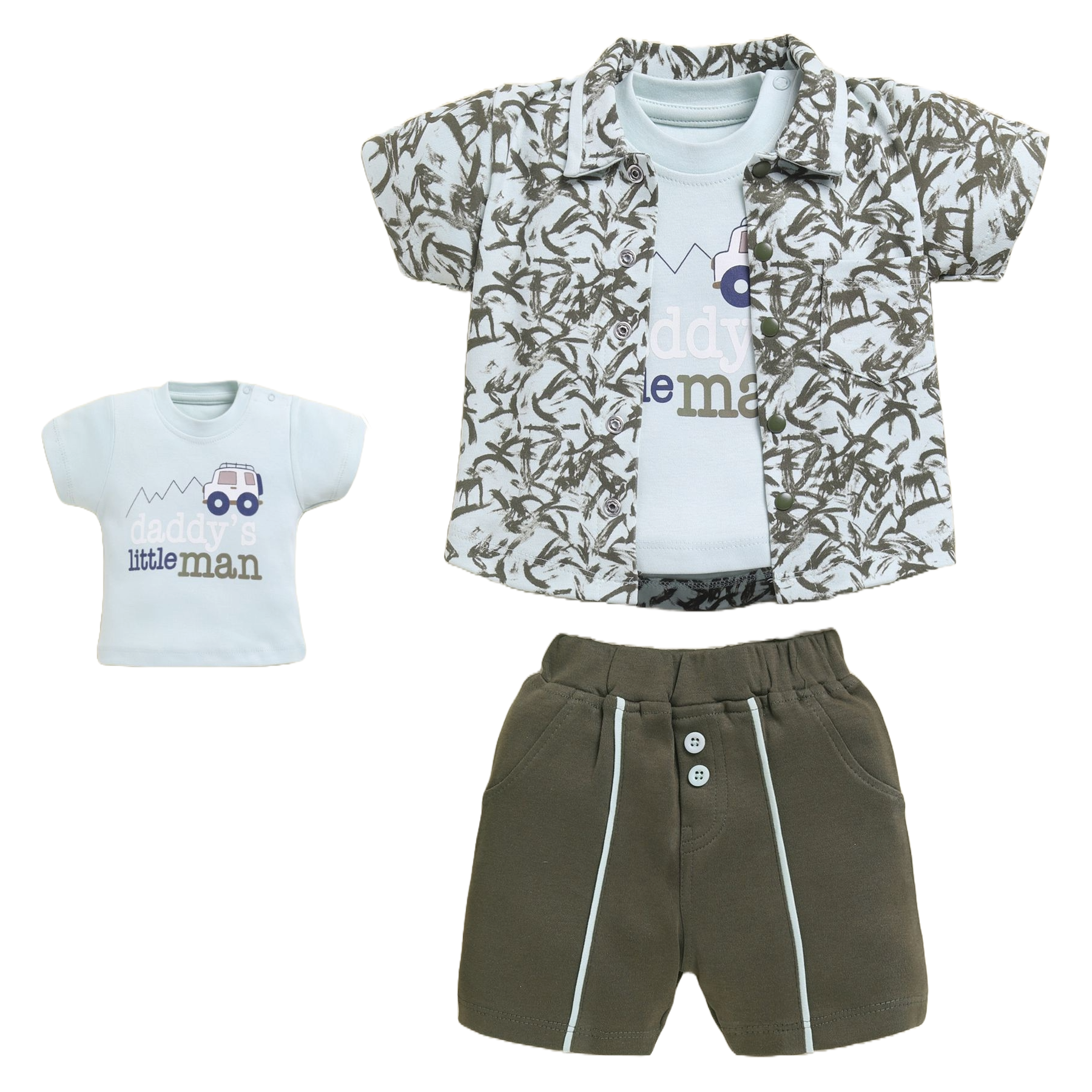 Neo Nate 3-Piece Half Sleeve Co-Set, 100% Cotton | 3915