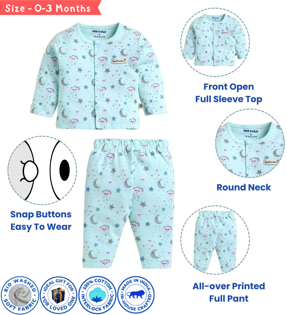Neo Nate Newborn Unisex Full Sleeve Co-Set | 5422A - Image 4
