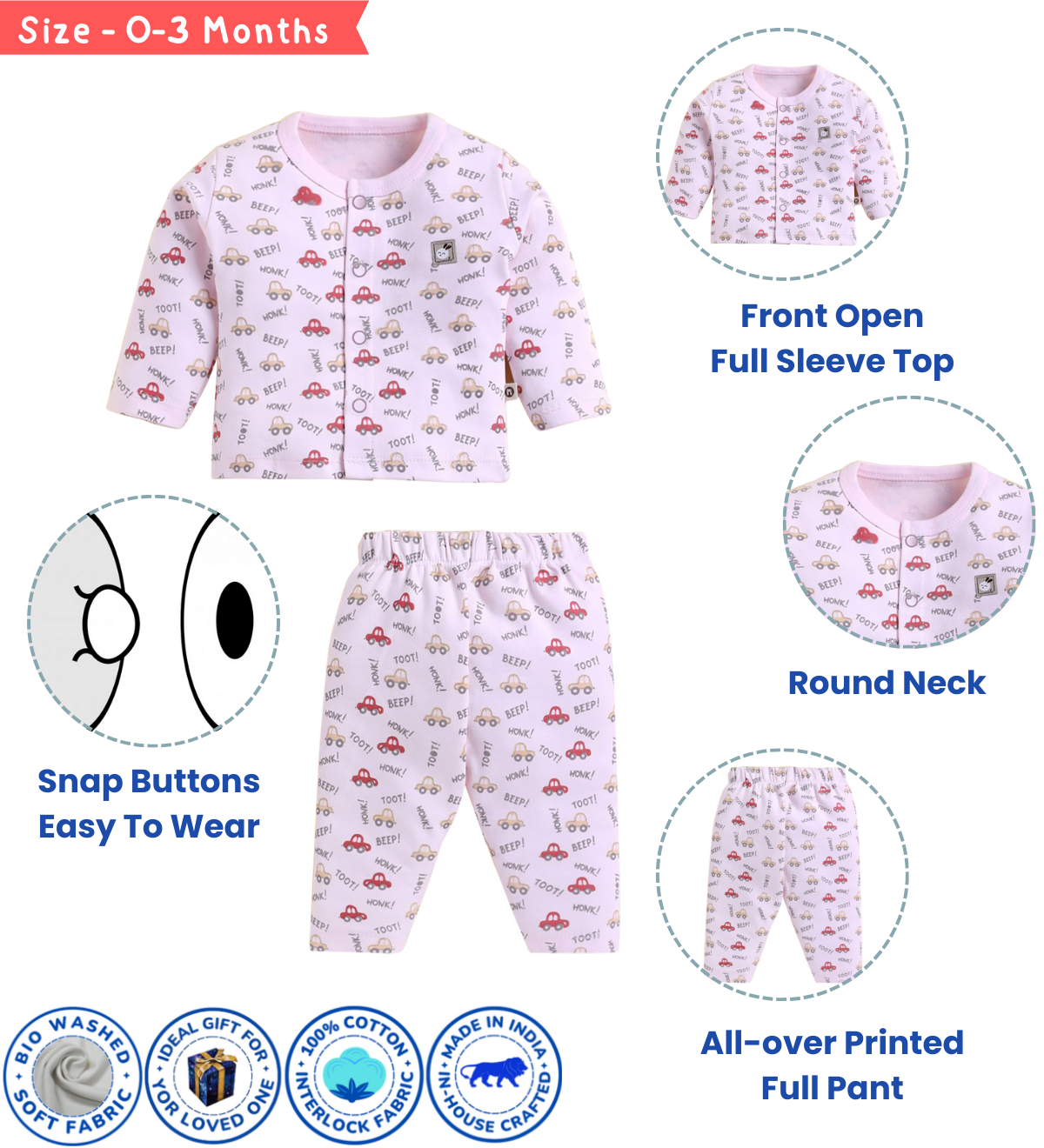 Neo Nate Newborn Unisex Full Sleeve Co-Set | 5422E - Image 2