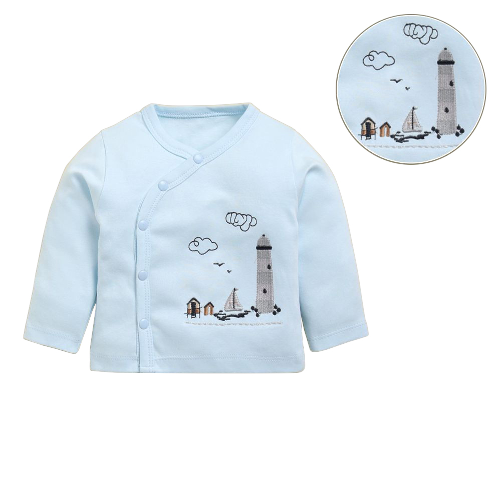 Fancy Embroidery Top & Printed Pajama Set for Newborn Baby | 9069A - Image 2