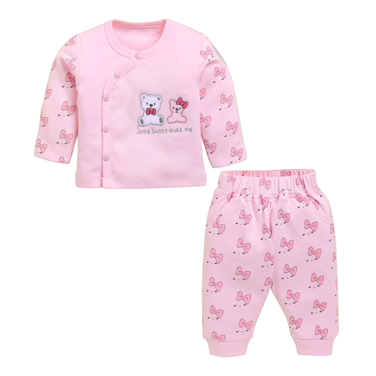 Fancy Embroidery Top & Printed Pajama Set for Newborn Baby | 9069B