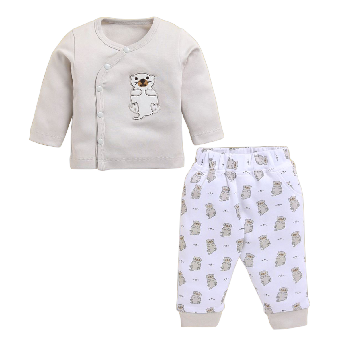 Neo Nate Cotton Full Sleeve Embroidered Top & Printed Pajama | 9070F