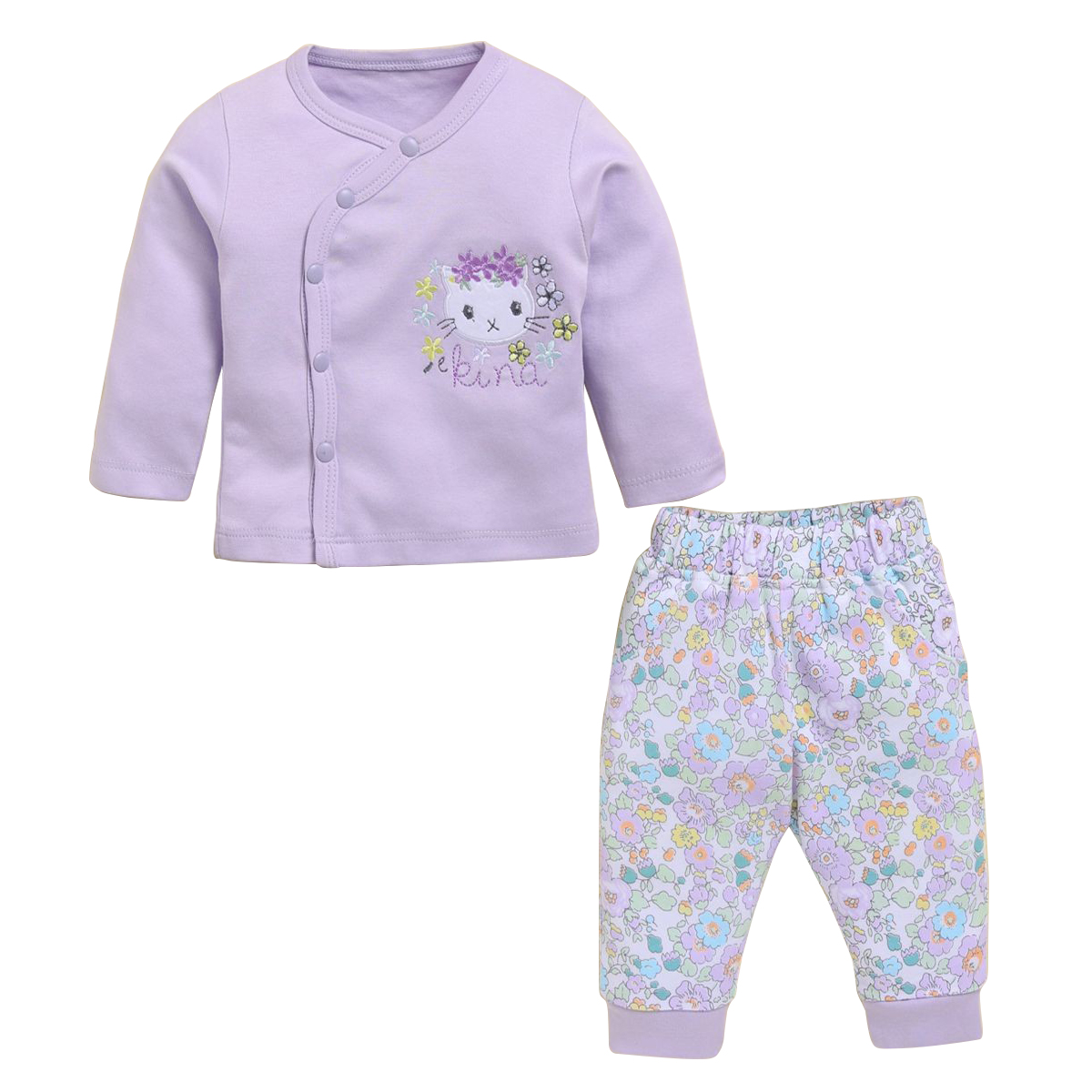 Neo Nate Cotton Full Sleeve Embroidered Top & Printed Pajama | 9070B