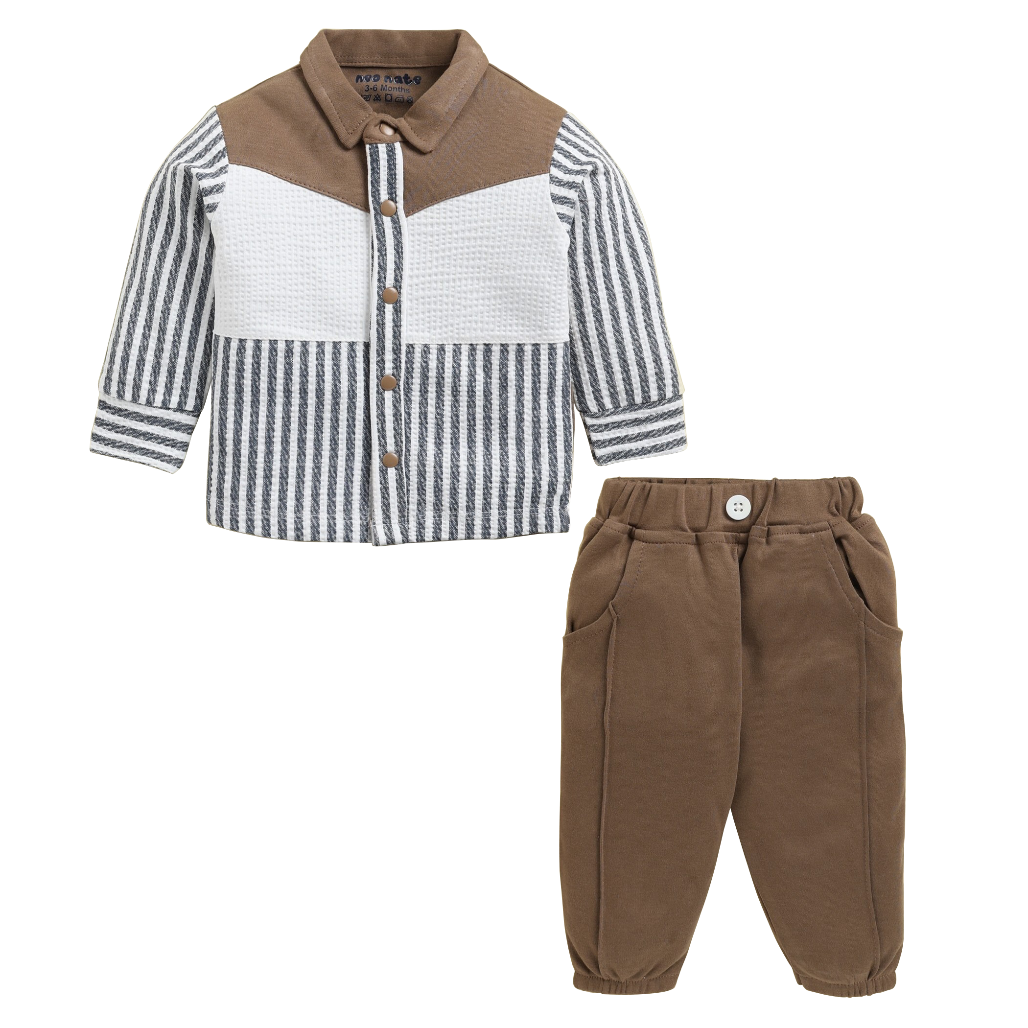 neo nate Full Sleeve Hooded Jacket with T-Shirt & Elasticated Pants,